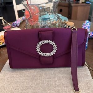 Lilly Pulitzer Elegant Purple Clutch with Rhinestone Accent and a gold removable